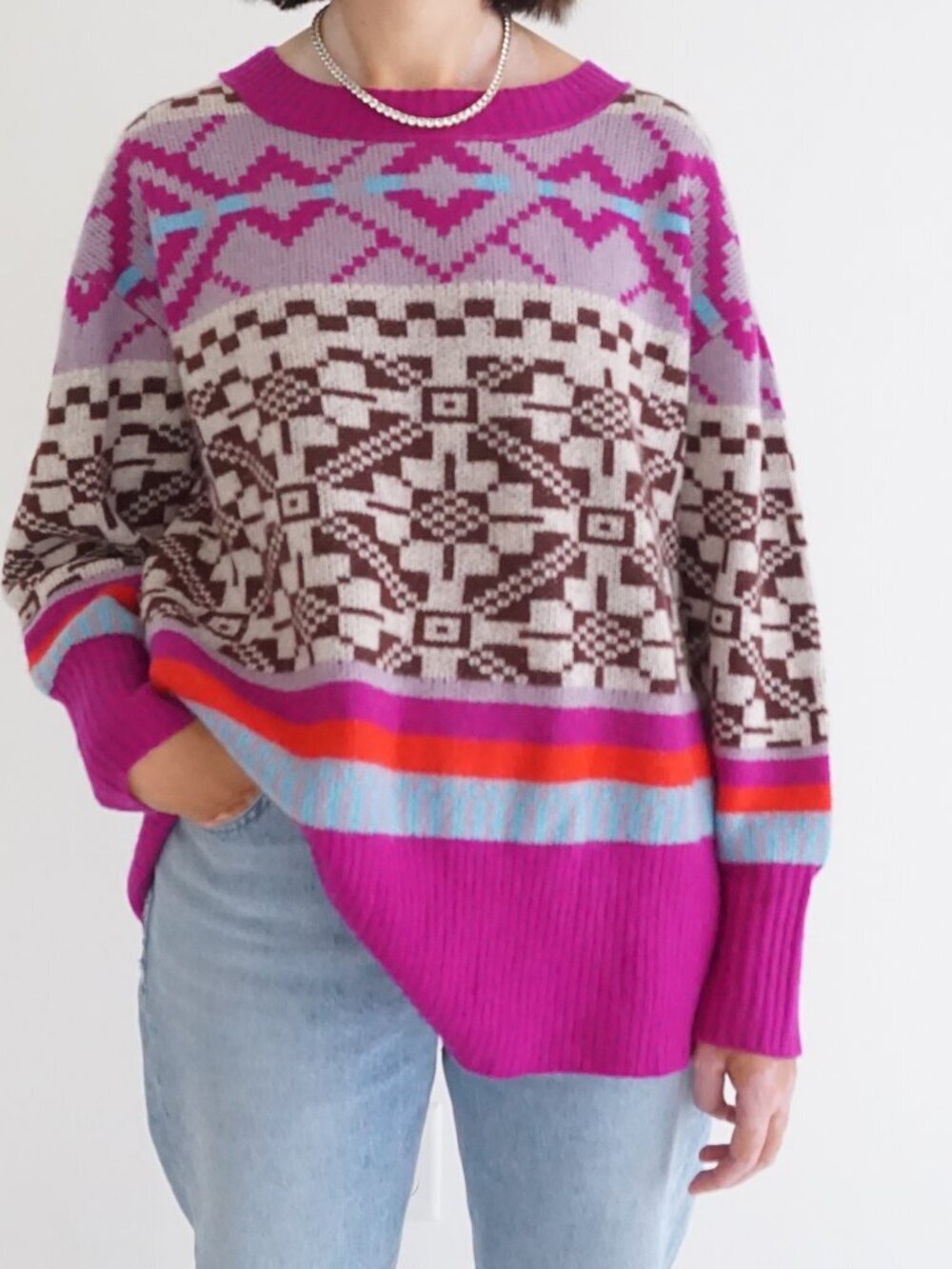 Free People Pink Cream 100% Cashmere Let's Do Brunch Tunic Sweater XS